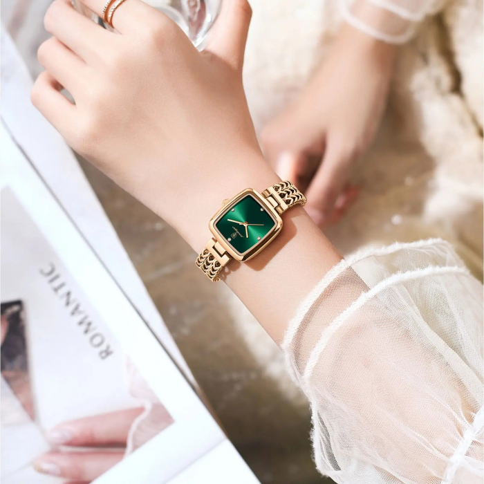 Ceas dama Poedagar Elegant Casual Fashion Quartz Auriu Verde [3]