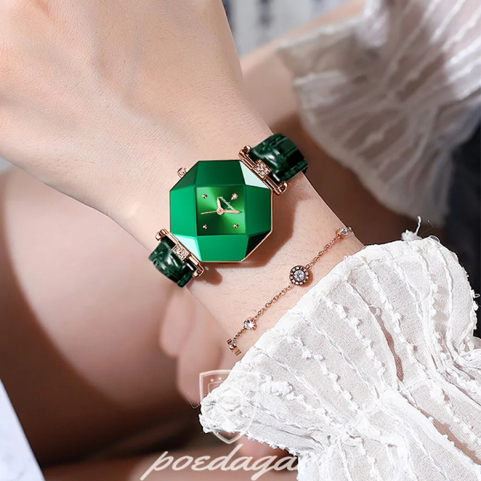 Ceas dama Poedagar Quartz Indici luminosi Piele Analog Verde [2]