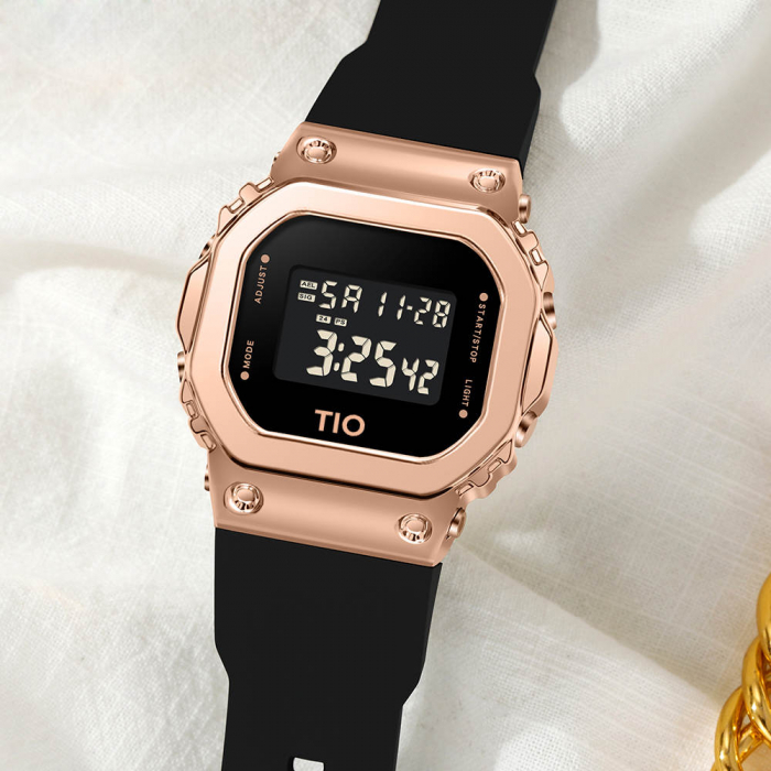 Ceas dama TIO Alarma Cronometru Digital Afisare data Negru auriu [6]