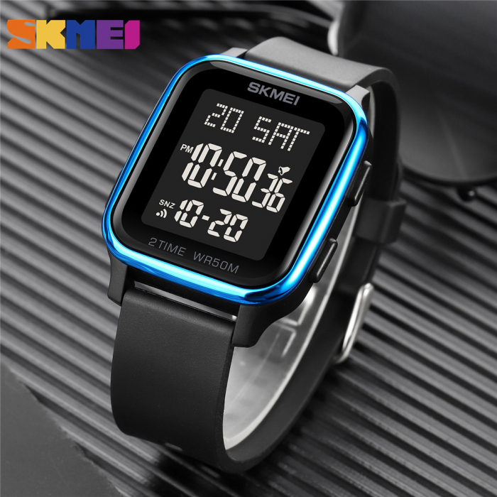 Ceas de barbati Skmei Sport Digital Casual Led Negru/Albastru [3]