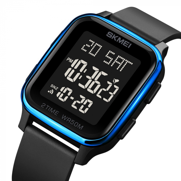 Ceas de barbati Skmei Sport Digital Casual Led Negru/Albastru [2]