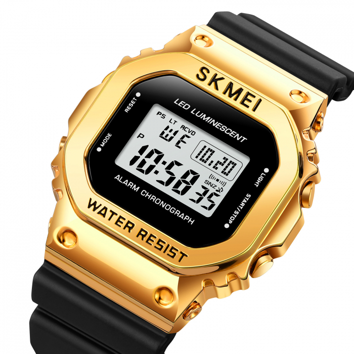 Ceas de barbati Skmei Sport Stil Militar Army Digital Negru/Auriu [2]