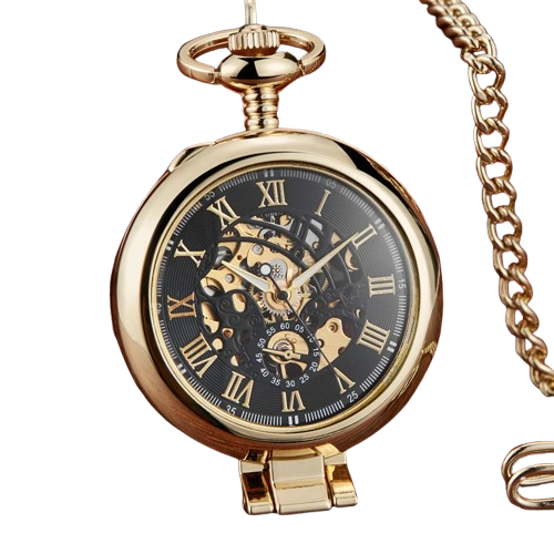 Ceas de buzunar, Gorben, Clasic, Vintage, Mecanic, Skeleton, Lant, Cifre romane, Casual [1]