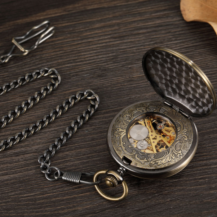 Ceas de buzunar, Gorben, Skeleton, Mecanic, Lant, Vintage, Clasic [5]