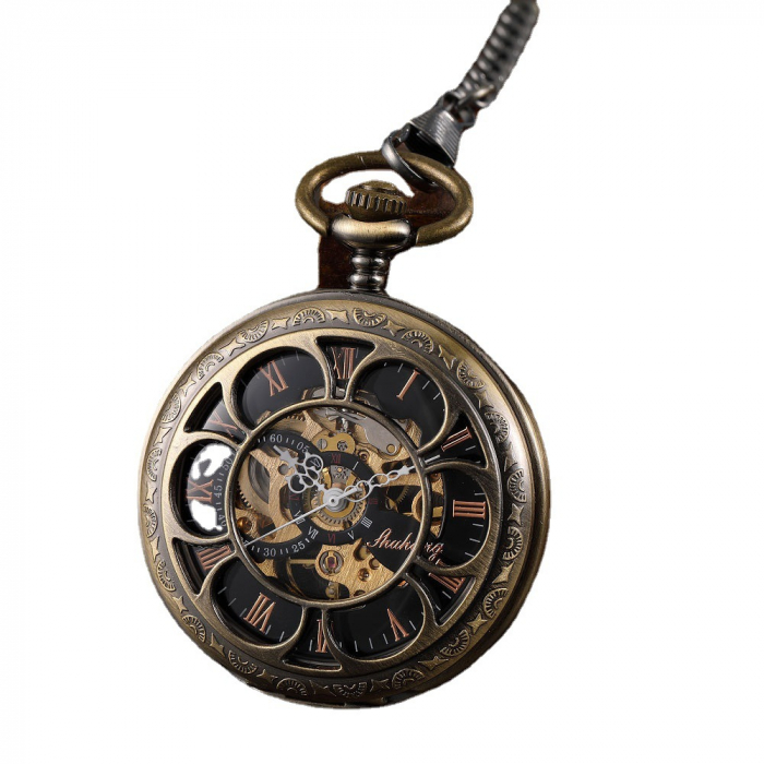 Ceas de buzunar, Gorben, Skeleton, Mecanic, Lant, Vintage, Clasic [1]