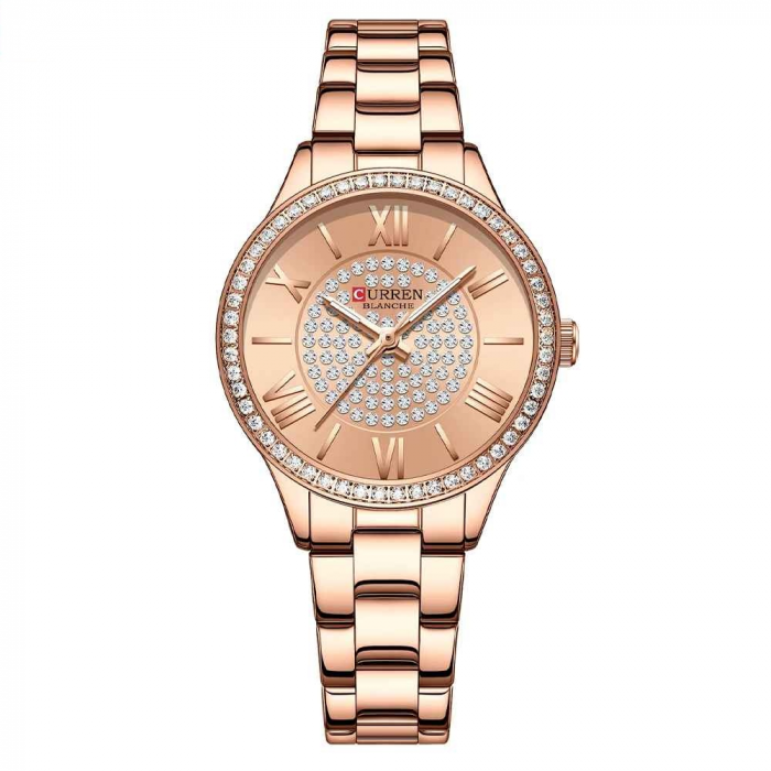Ceas de damă Curren Roze – Elegant, cu mecanism quartz și brățară metalică de lux [1]