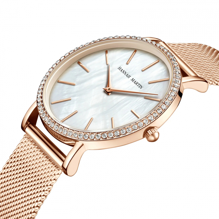 Ceas de dama Hannah Martin Mecanism Quartz Japonez Casual Fashion Auriu Roze [2]