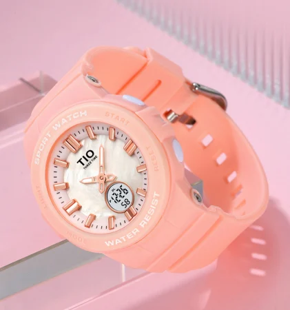 Ceas de dama Skmei Digital Quartz Dual Time Data Casual Sport Roz [2]