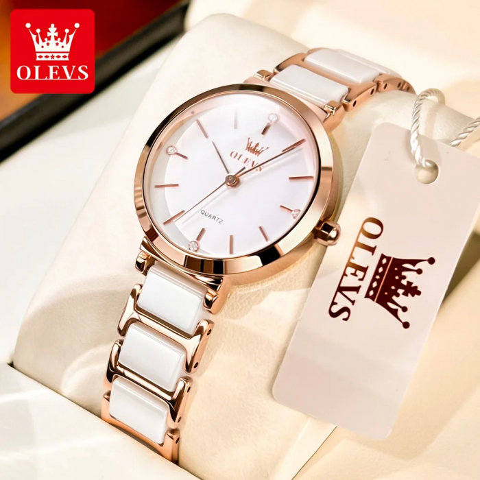 Ceas de dama Olevs Mecanism Quartz Japonia Casual Fashion Elegant Alb [2]