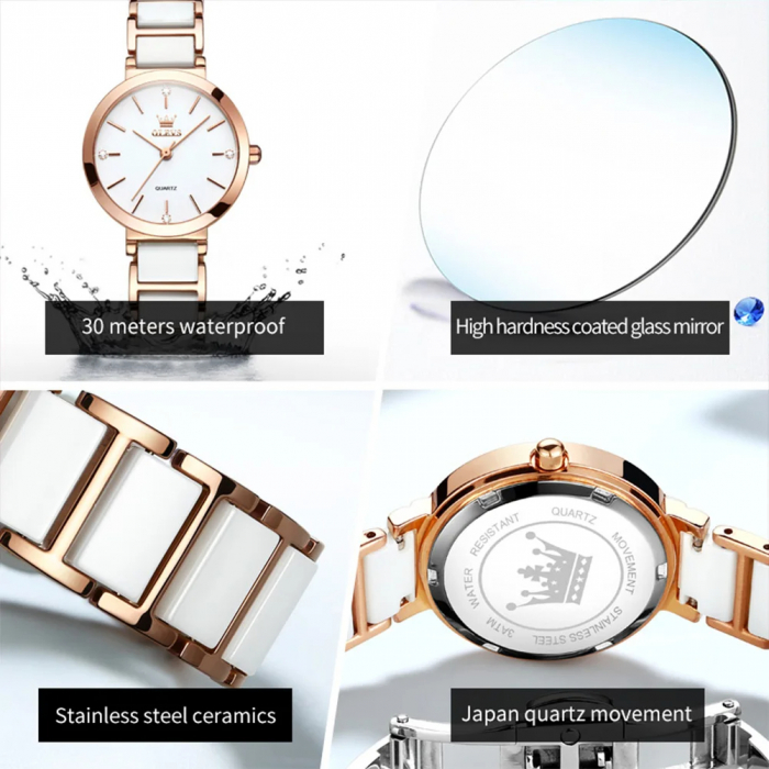 Ceas de dama Olevs Mecanism Quartz Japonia Casual Fashion Elegant Alb [5]
