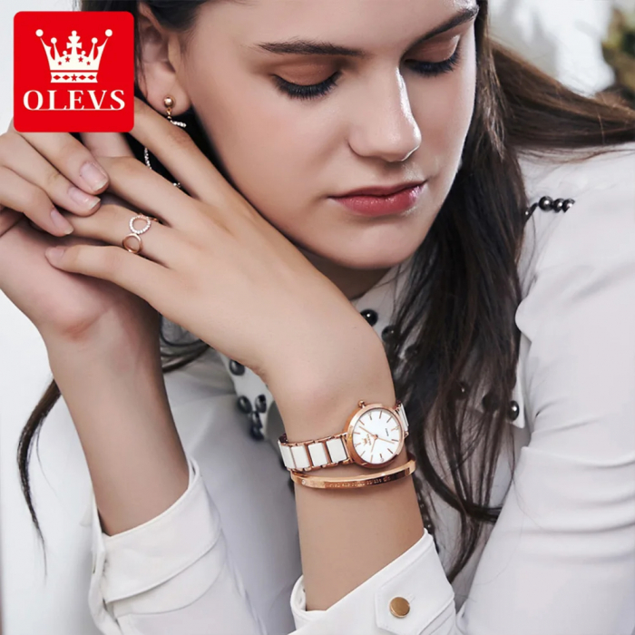 Ceas de dama Olevs Mecanism Quartz Japonia Casual Fashion Elegant Alb [6]