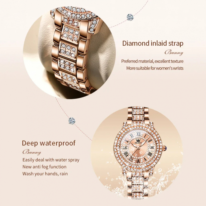 Ceas de dama Olevs Elegant Mecanism Quartz Casual Fashion Auriu [4]
