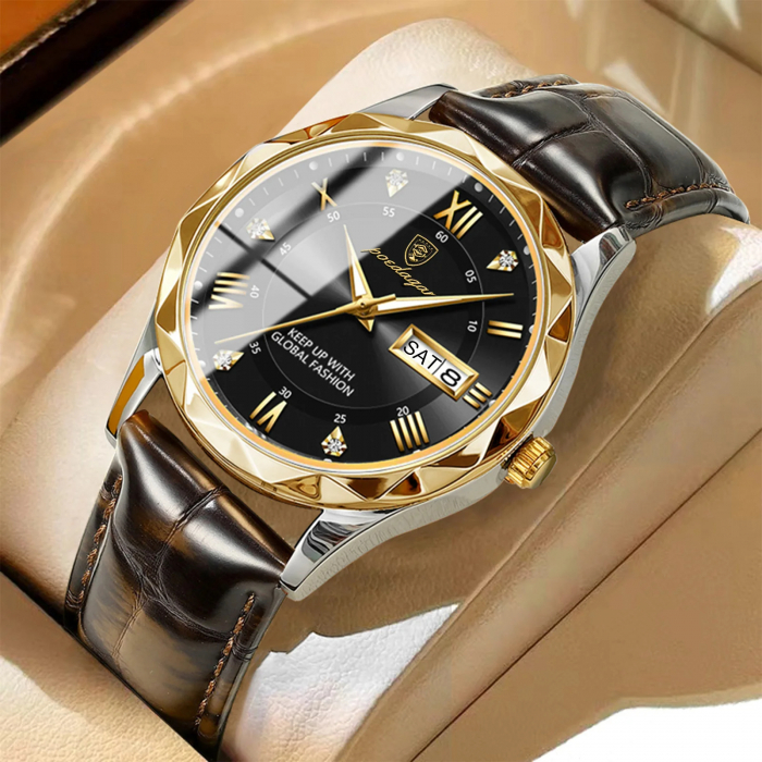 Ceas barbatesc Poedagar Luxury Fashion Casual Quartz Data Calendar Piele naturala [2]