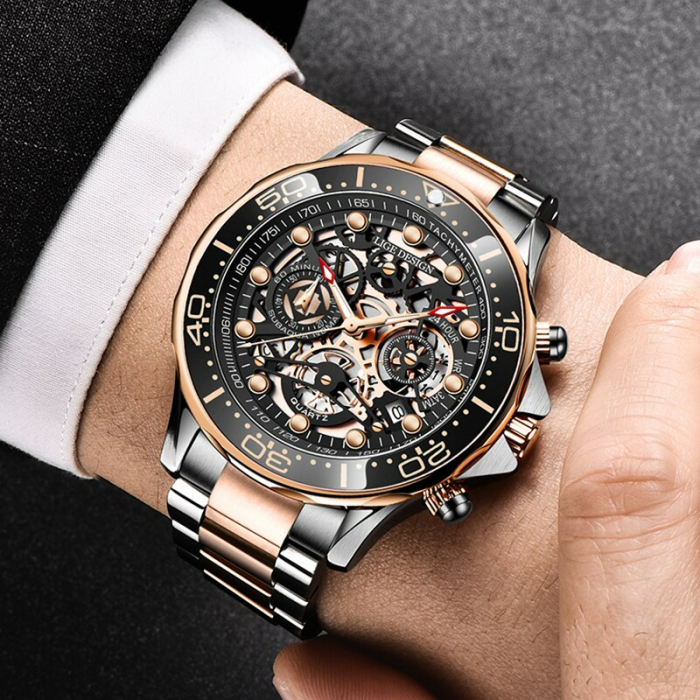 Ceas de mana barbatesc Lige Quartz Analog Otel Afisare data [6]