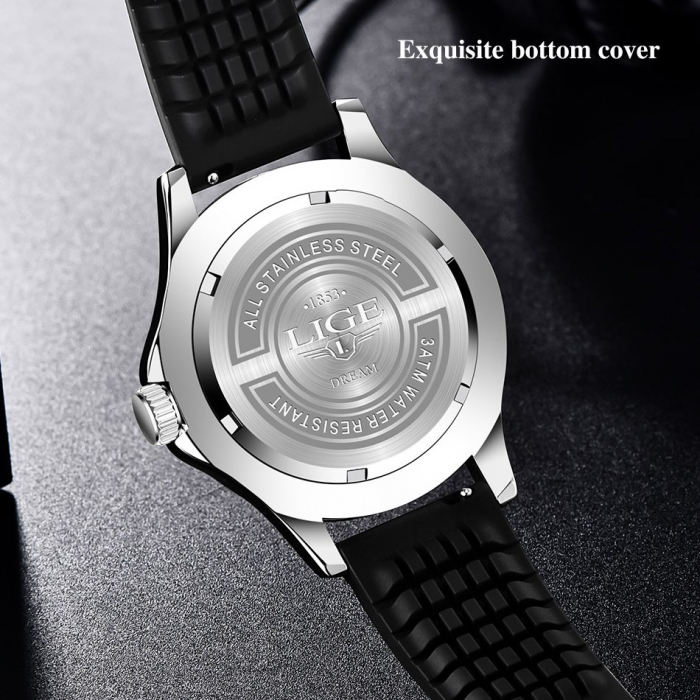 Ceas de mana barbatesc Lige Quartz Casual Fashion Curea din silicon [6]