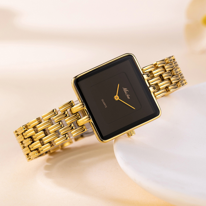 Ceas de mana dama Miss Fox Elegant Casual Fashion Quartz Analog Cronograf Auriu [3]