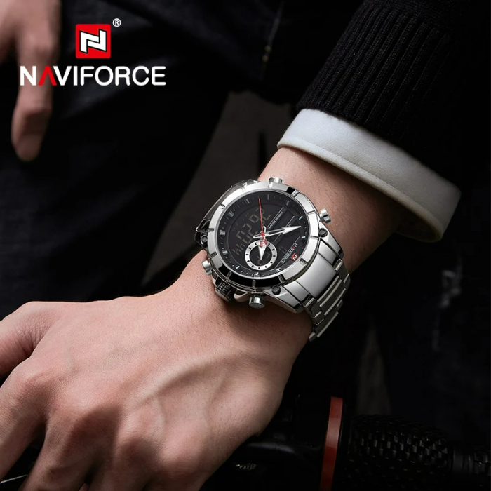 Ceas barbatesc Naviforce, Elegant, Fashion, Cronograf, Dual Time, Quartz Coffe [7]