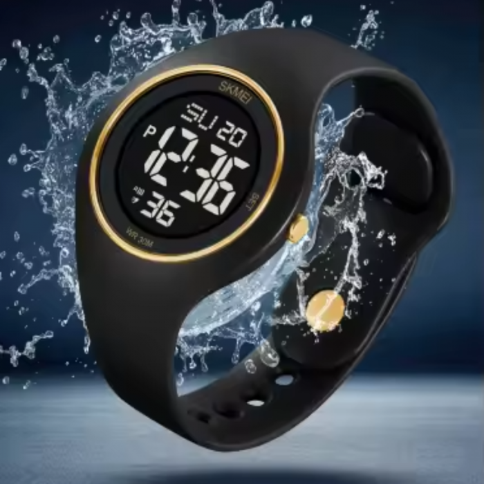 Ceas de mana barbatesc Skmei Digital Cronometru Alarma Casual Sport Fashion Negru Auriu [2]