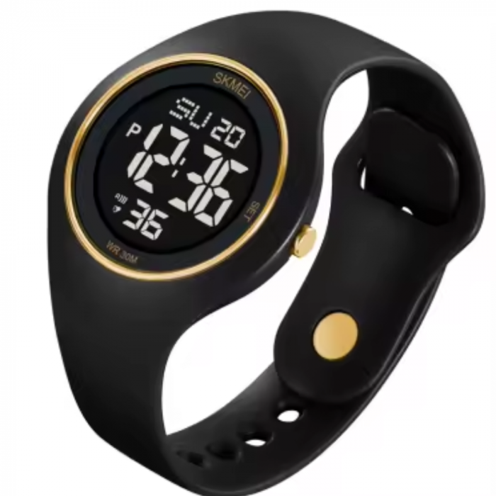 Ceas de mana barbatesc Skmei Digital Cronometru Alarma Casual Sport Fashion Negru Auriu [5]