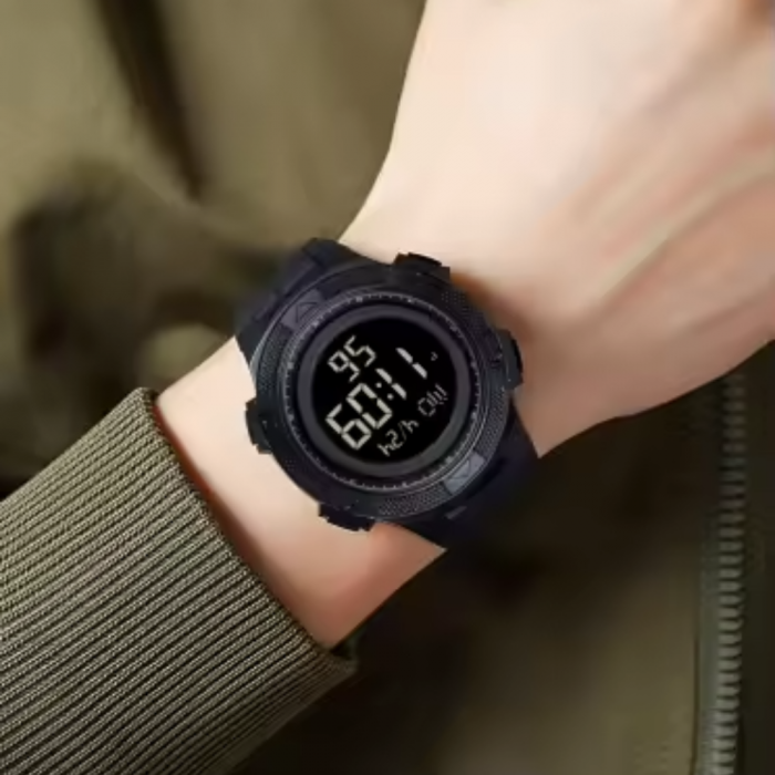 Ceas de mana barbatesc Skmei Casual Digital Alarma Lumina de fundal Sport Afisare data Negru [4]