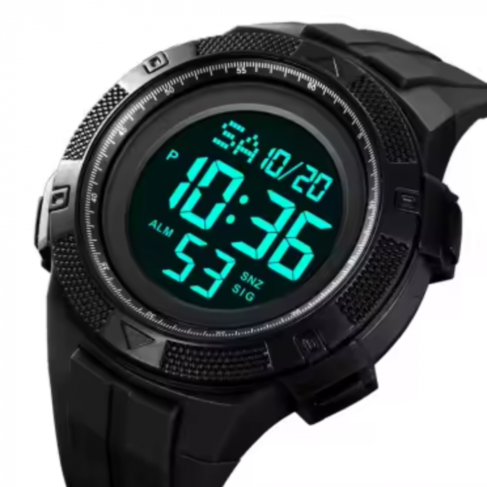 Ceas de mana barbatesc Skmei Casual Digital Alarma Lumina de fundal Sport Afisare data Negru [6]