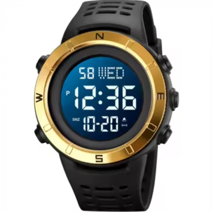 Ceas de mana barbatesc Skmei Sport Casual Digital Lumina de fundal Afisare data Alarma Negru Auriu [3]