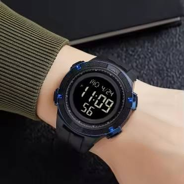 Ceas de mana barbatesc Skmei Casual Digital Lumina de fundal Sport Afisare data Alarma Negru Albastru [7]
