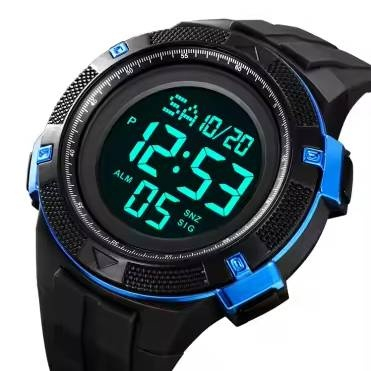 Ceas de mana barbatesc Skmei Casual Digital Lumina de fundal Sport Afisare data Alarma Negru Albastru [4]