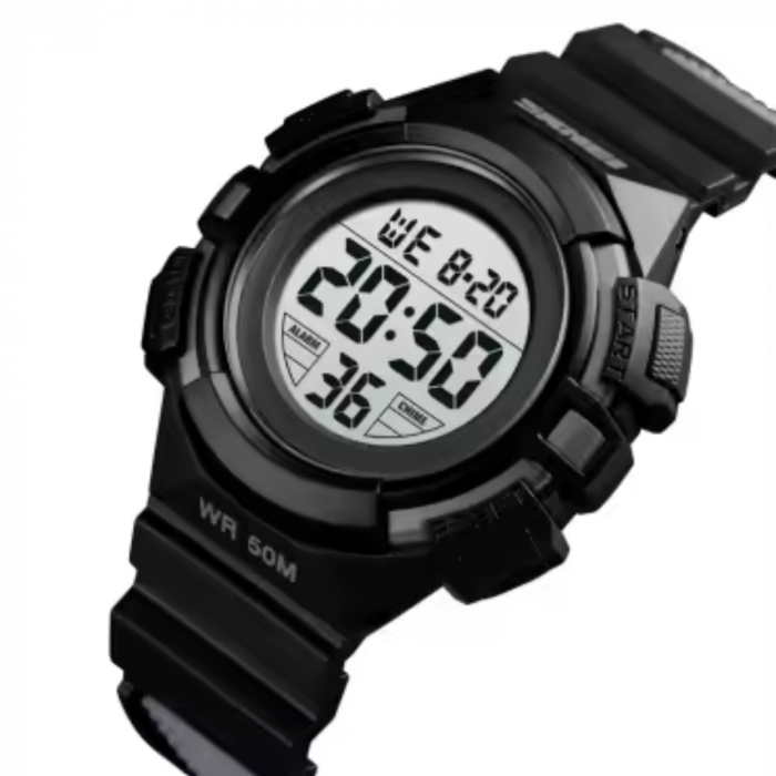 Ceas de mana pentru copii Skmei Sport Casual Alarma Cronometru Electronic Digital Negru [2]