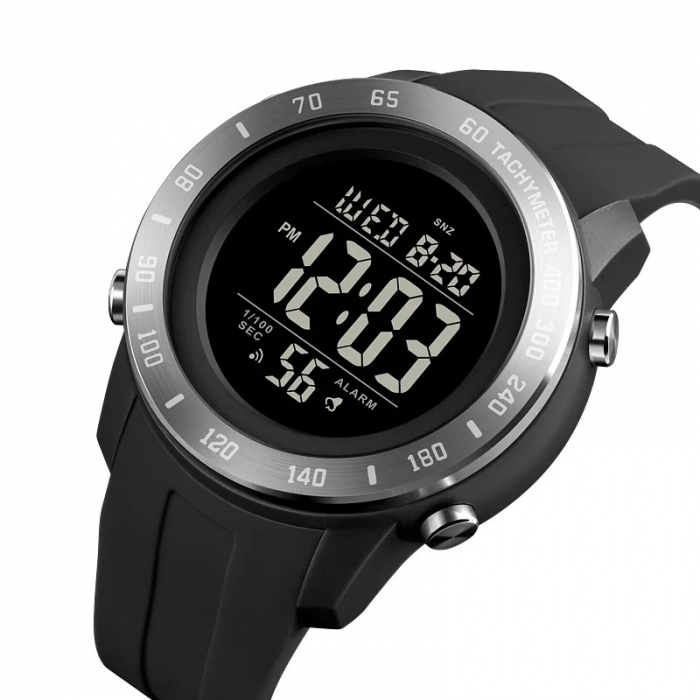 Ceas de mana barbatesc Skmei Cronograf Digital Sport Negru Silicon [2]