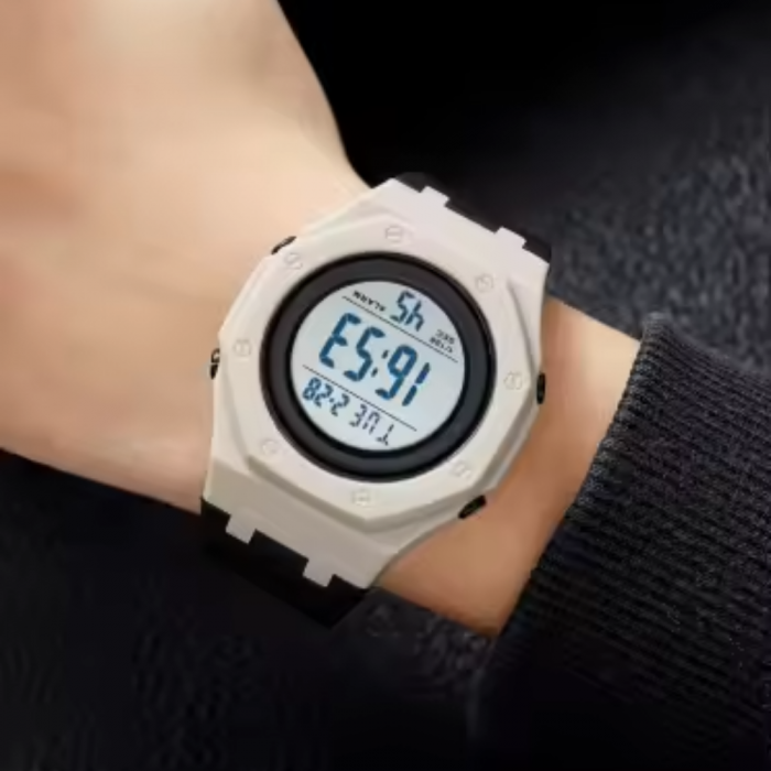 Ceas de mana barbatesc Skmei Led Sport Casual Digital Lumina de fundal Alarma Cronometru Alb [6]