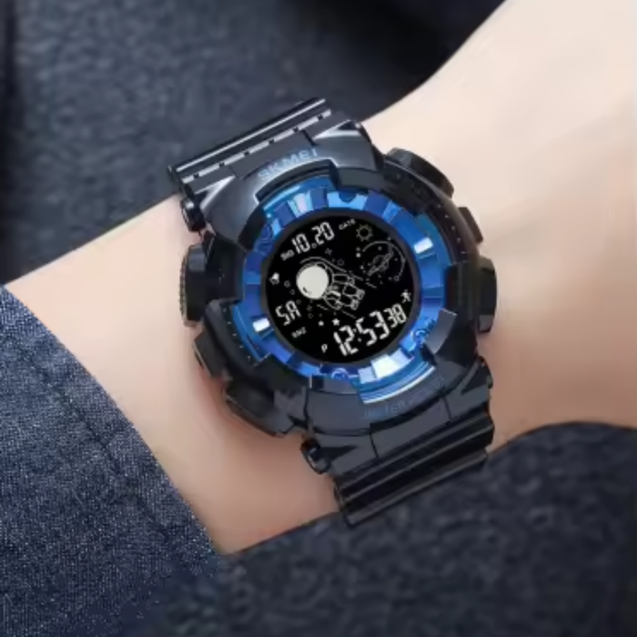Ceas de mana barbatesc Skmei Stil Militar Army Quartz Casual Digital Fashion Led Negru Albastru [4]