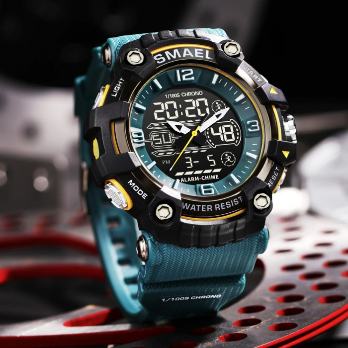 Ceas de mana barbatesc Smael Digital Stil Army Militar Cronometru Alarma Sport Albastru [2]