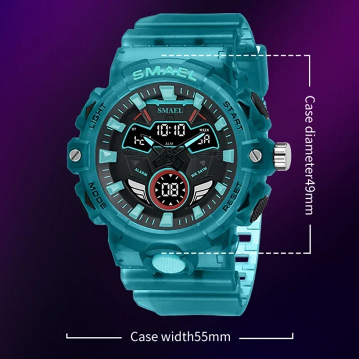 Ceas de mana barbatesc Smael Digital Sport Quartz Sport Cronometru Alarma Lumina de fundal Albastru [4]