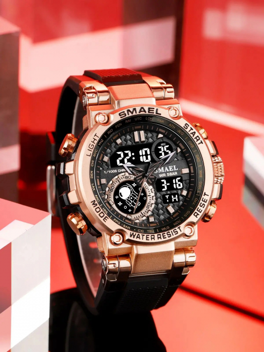 Ceas de mana barbatesc Smael Sport Digital Quartz Dual Time Analog Alarma Cronograf [2]