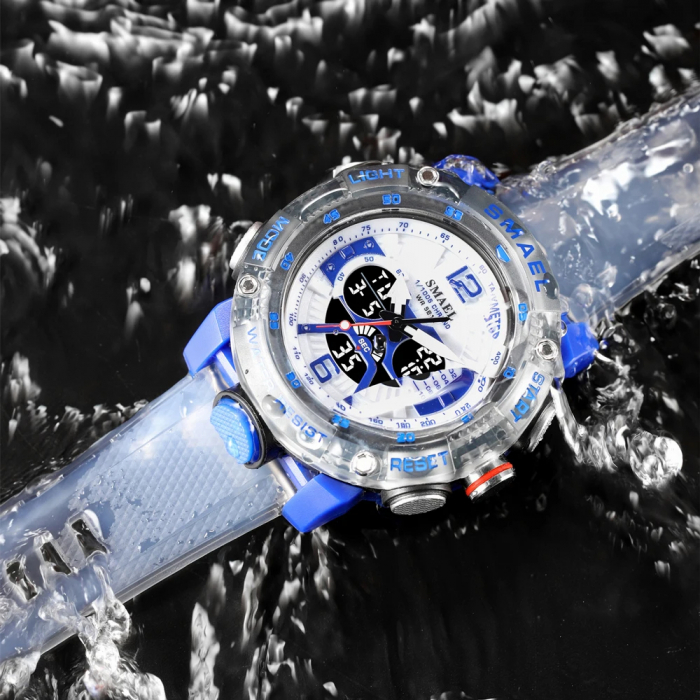 Ceas de mana barbatesc Smael Stil Militar Army Cronometru Alarma Quartz Dual Time Sport Alb [4]