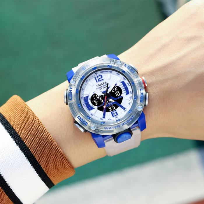 Ceas de mana barbatesc Smael Stil Militar Army Cronometru Alarma Quartz Dual Time Sport Alb [2]
