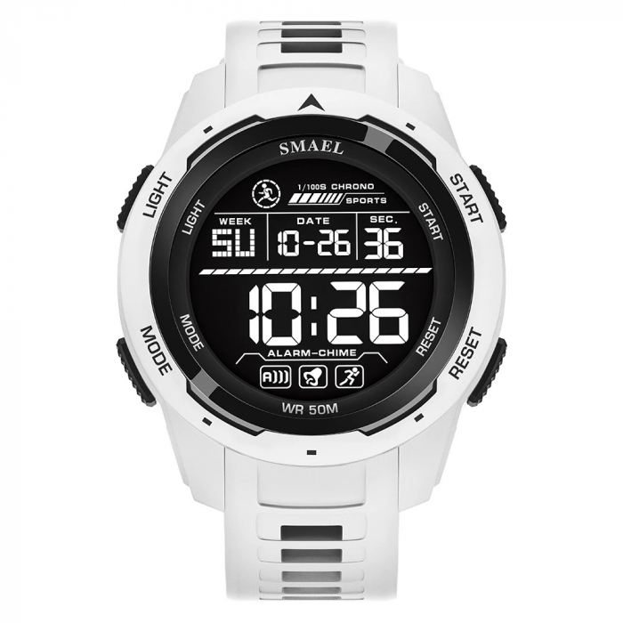 Ceas de mana barbatesc Smael Stil Militar Army Sport Digital Fashion Cronograf Alb [2]