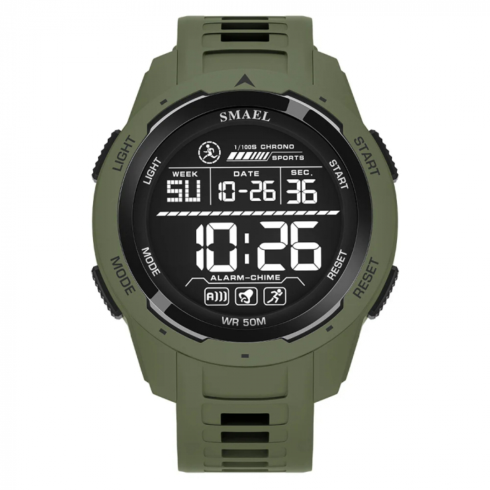 Ceas de mana barbatesc Smael Stil Militar Army Sport Fashion Digital Cronograf Verde [2]