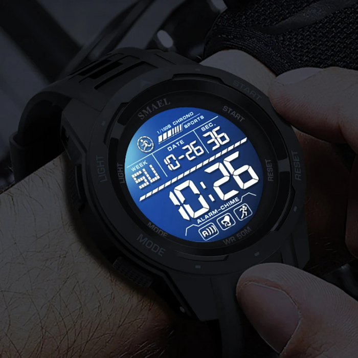 Ceas de mana barbatesc Smael Stil Militar Army Digital Sport Fashion Cronograf Galben [3]