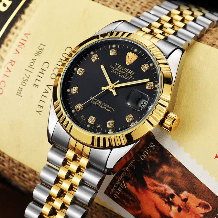 Ceas barbatesc Tevise Clasic Mecanic Automatic Analog Afisare data Otel Elegant [2]