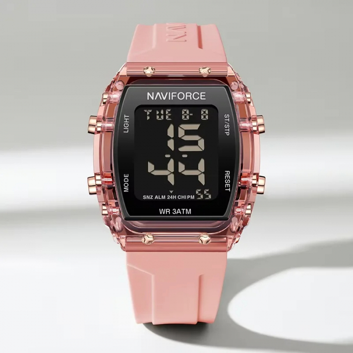 Ceas de mana dama Naviforce Sport Casual Fashion Digital Silicon Roz [5]