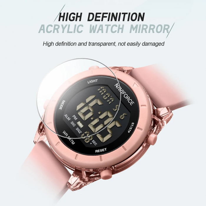 Ceas de mana dama Naviforce Sport Casual Fashion Led Silicon Roz [5]