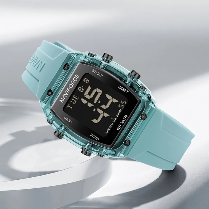 Ceas de mana dama Naviforce Sport LCD Casual Fashion Digital Silicon Albastru [9]