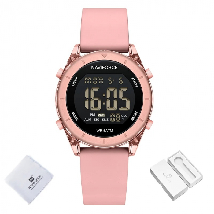 Ceas de mana dama Naviforce Sport Casual Fashion Led Silicon Roz [6]