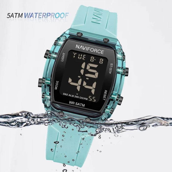 Ceas de mana dama Naviforce Sport LCD Casual Fashion Digital Silicon Albastru [4]