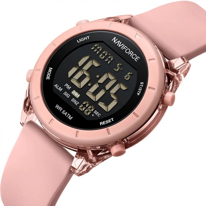 Ceas de mana dama Naviforce Sport Casual Fashion Led Silicon Roz [2]