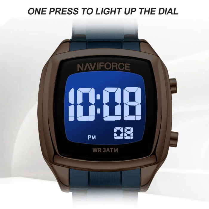 Ceas de mana dama Naviforce Sport LCD Electronic Casual Digital Otel Albastru [6]