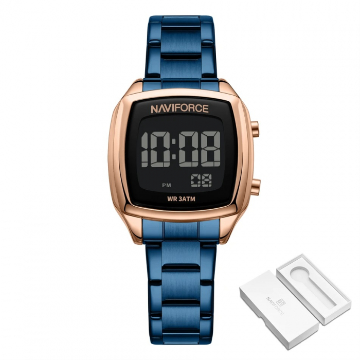 Ceas de mana dama Naviforce Sport LCD Electronic Casual Digital Otel Albastru [7]