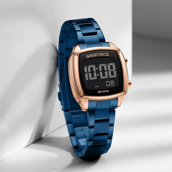 Ceas de mana dama Naviforce Sport LCD Electronic Casual Digital Otel Albastru [4]